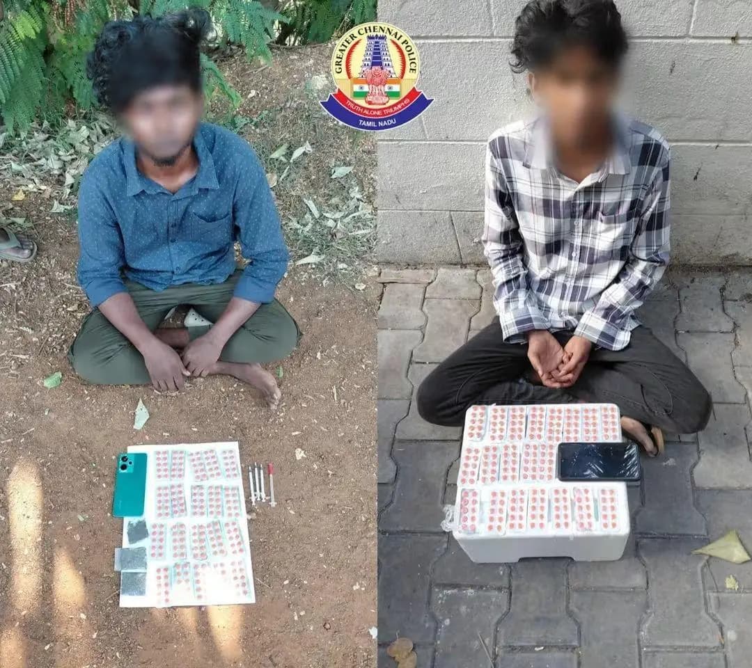 கிண்டி: புனித தோமையார் மலை: 400 போதை மாத்திரைகளுடன் 2 பேர் கைது