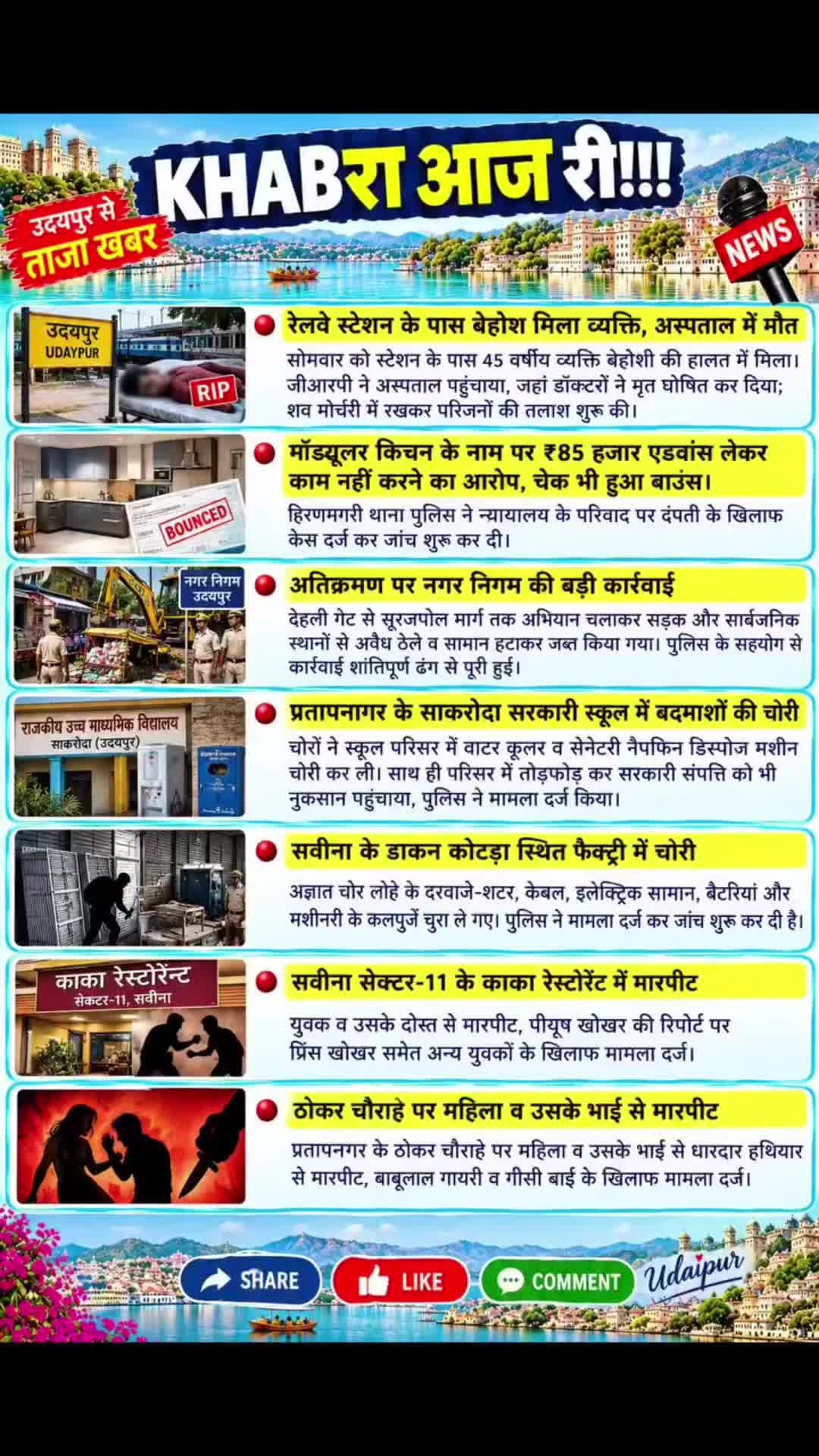 उदयपुर की ताज़ा ख़बरें
#breakingnews #news #udaipurnews #todaynews #udaipur