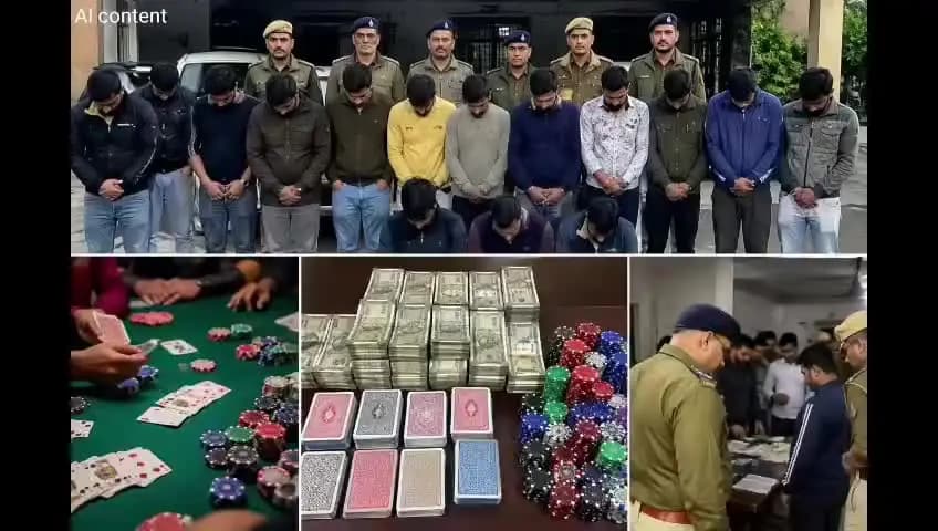 यमुना विहार: आनंद विहार में जुआ अड्डे का भंडाफोड़, 13 लोग गिरफ्तार