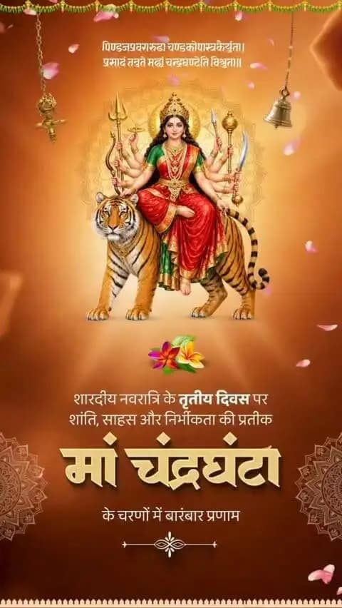 ।। जय माता दी ।।
नवरात्रि के तृतीय दिवस पर माँ चंद्रघंटा के श्रीचरणों में कोटिशः नमन।
साहस, शक्ति और शांति की प्रतीक माँ चंद्रघंटा की कृपा समस्त प्रदेशवासियों पर सदैव बनी रहे। माँ सभी के जीवन से भय और संकट दूर कर सुख, शांति, समृद्धि एवं मंगल का संचार करें। 🙏
#MaaChandraghanta #CGNavratri2026 #महतारी_का_सम्मान #महतारी_के_मान #Navratri2026