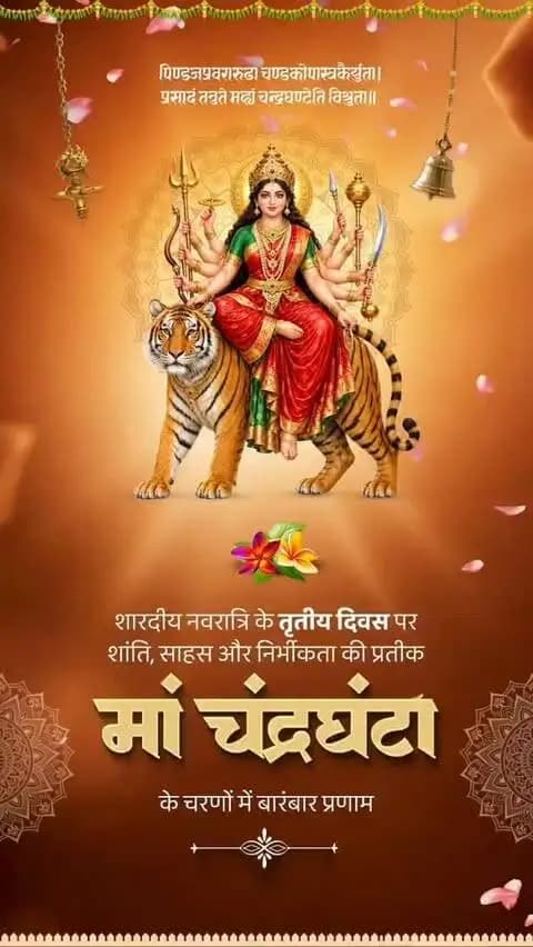 ।। जय माता दी ।।
नवरात्रि के तृतीय दिवस पर माँ चंद्रघंटा के श्रीचरणों में कोटिशः नमन।
साहस, शक्ति और शांति की प्रतीक माँ चंद्रघंटा की कृपा समस्त प्रदेशवासियों पर सदैव बनी रहे। माँ सभी के जीवन से भय और संकट दूर कर सुख, शांति, समृद्धि एवं मंगल का संचार करें। 🙏
#MaaChandraghanta #CGNavratri2026 #महतारी_का_सम्मान #महतारी_के_मान #Navratri2026