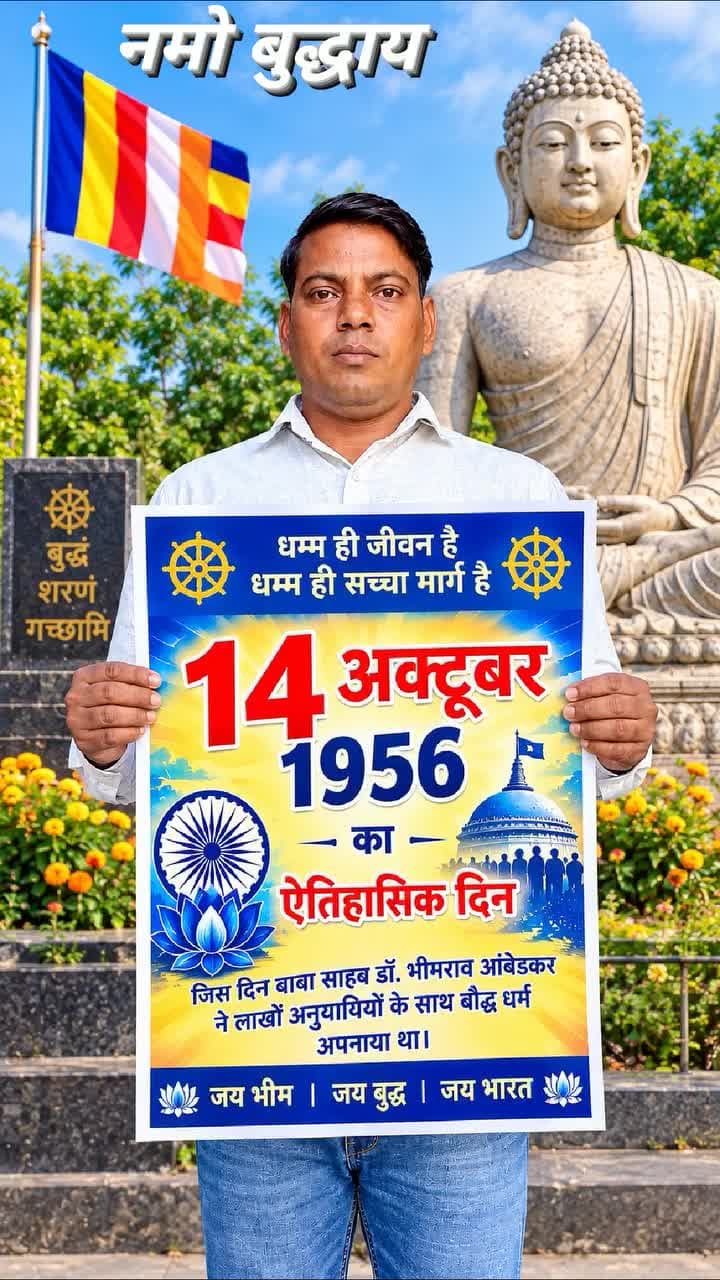 14 अक्टूबर19 56 को बाबा साहब ने बौद्ध धर्म अपनाया था