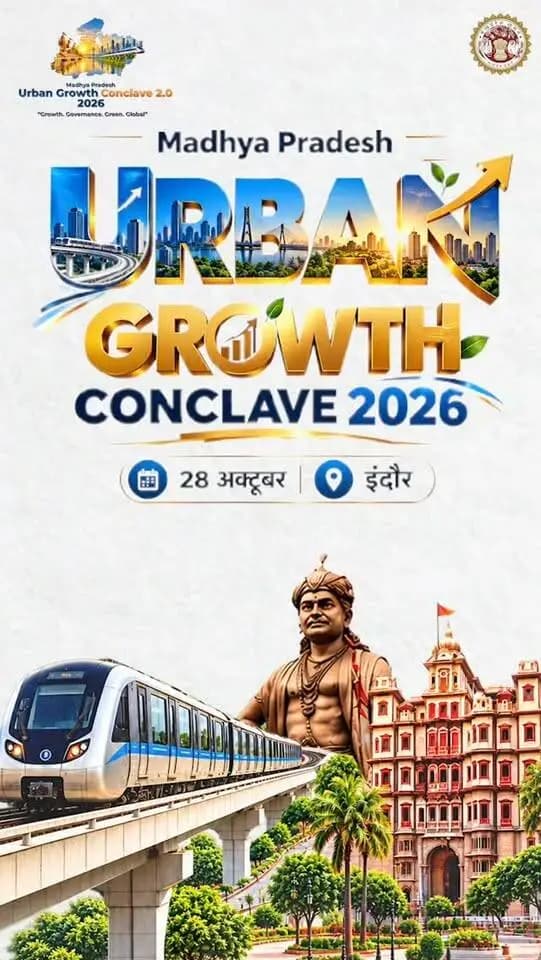 भविष्य की जरूरतों के अनुरूप शहरों का विकास, आधुनिक अधोसंरचना का विस्तार और निवेश को प्रोत्साहन।
Madhya Pradesh Urban Growth Conclave 2.0 के माध्यम से नगरीय विकास की नई संभावनाओं को मिलेगा मंच और प्रदेश के शहरों के भविष्य पर होगा मंथन।
📍 इंदौर | 28 अक्टूबर, 2026
@DrMohanYadav51 Department of Urban Development & Housing MP
#CMMadhyaPradesh #MPUrbanGrowthConclave2026 #UrbanDevelopment #InvestMP