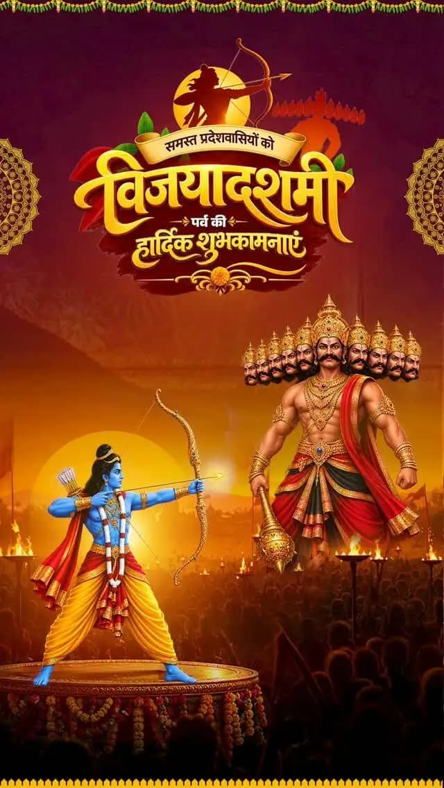 धर्मादर्थः प्रभवति धर्मात्प्रभवते सुखम्।
धर्मेण लभते सर्वं धर्मसारमिदं जगत्॥
बुराई पर अच्छाई और असत्य पर सत्य की विजय के पावन पर्व विजयादशमी की समस्त प्रदेशवासियों को हार्दिक शुभकामनाएँ।
यह पर्व सभी को सत्य और सदाचार के मार्ग पर चलने की प्रेरणा देता है।
#Vijayadashami #Dussehra #Chhattisgarh #Sushasansarkar #VishnuDeoSai