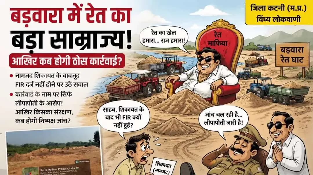 जिला कटनी।।
विंध्य लोकवाणी।।
बड़वारा में रेत का बड़ा साम्राज्य! आखिर कब होगी ठोस कार्रवाई?
नामजद शिकायत के बावजूद FIR