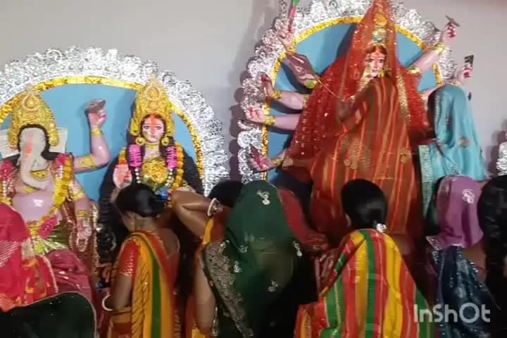 चन्द्रपुरा: नर्रा में सिंदूर खेला के साथ मां दुर्गा को दी भावभीनी विदाई
