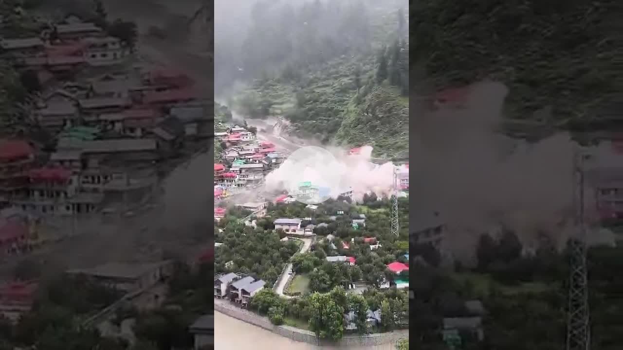 Uttarkashi Cloudburst: Terrifying Cloudburst Hits Uttarkashi #uttarakhandrain #uttarkashiflood