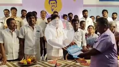 காங்கேயம்: சிவன்மலை சமுதாய நலக்கூடத்தில் நடைபெற்ற உங்களுடன் ஸ்டாலின் முகாமில் அமைச்சர் ஆய்வு செய்த நலத்திட்ட உதவிகளை வழங்கினார்
