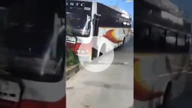 కొండమల్లేపల్లి: మండల కేంద్రంలో పందుల గుంపును తప్పించబోయి డివైడర్ ను ఢీ కొట్టిన ఆర్టీసీ బస్సు, త్రుటిలో తప్పిన పెను ప్రమాదం