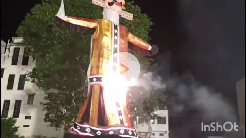 राजसमंद: कांकरोली स्थित बालकृष्ण स्टेडियम में दशहरा पर्व पर रावण दहन कार्यक्रम का आयोजन किया गया