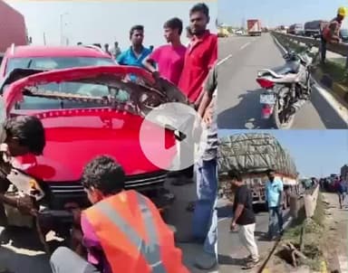 ఉండవెల్లి: పుల్లూరు సమీపంలో ద్విచక్ర వాహనం ను డికొన్న కారు..వ్యక్తికి గాయాలు