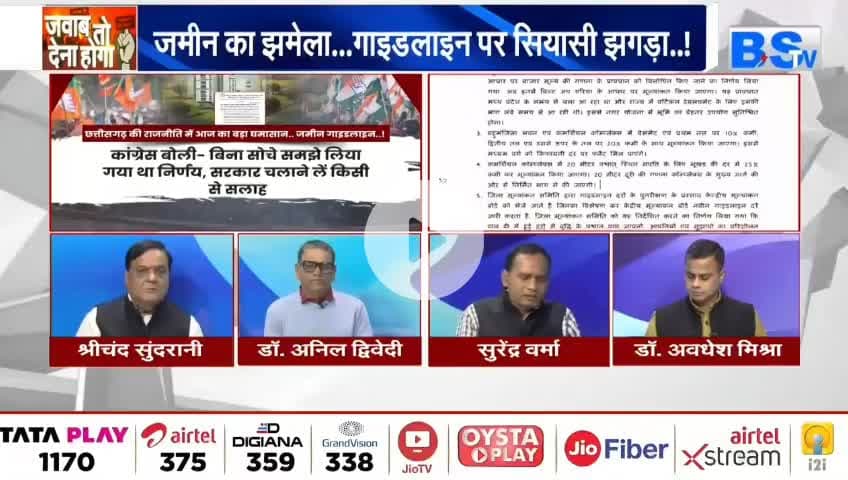 #जमीन पर जंग, #गाइडलाइन #सियासी #बवाल
BS TV - 4
#रजिस्ट्री #दर #गाइडलाइन #ChhattisgarhNews #chhattisgar