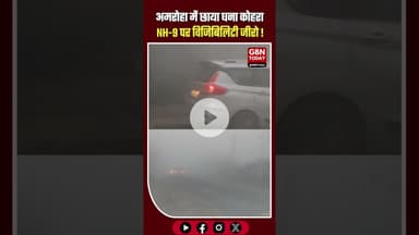 अमरोहा में घना कोहरा, NH-9 पर विजिबिलिटी जीरो—वाहनों की रफ्तार थमी #Amroha #FogAlert #NH9 #Weather