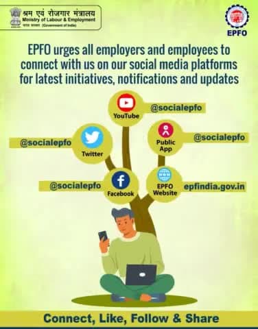 #Connect with #EPFO on all official #socialmedia handles to stay updated about various initiatives & notifications.
#So
