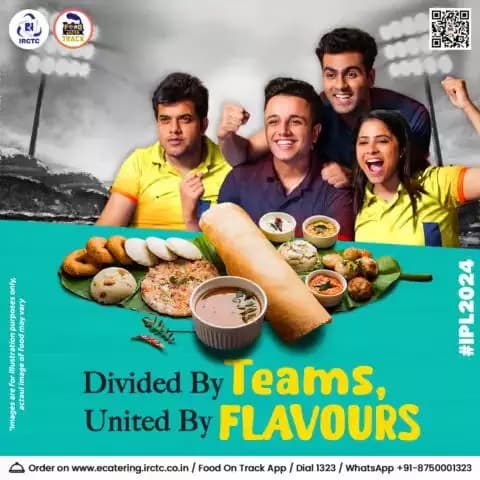 No matter which team you support, enjoy watching #IPL2024 while travelling with yummy food from IRCTC eCatering.