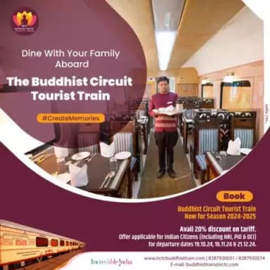 Enjoy exquisite meals and an elegant ambience as you dine with your family aboard the #BuddhistCircuitTouristTrain.