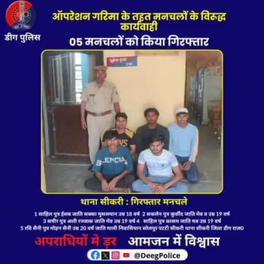 #ऑपरेशन_गरिमा के तहत मनचलों के विरूद्ध कार्यवाही,
05 मनचलों को किया गिरफ्तार