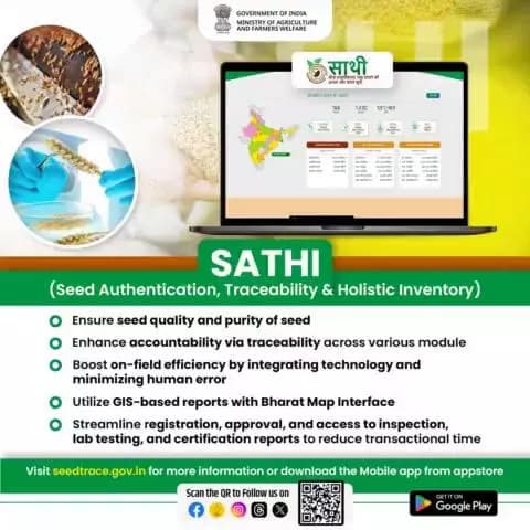 Driving Agri-Growth Through Digital Seed Ecosystem
#SATHI stands as a pioneering centralized portal, envisioned and created by MoA&FW, designed to revolutionize the entire seed life cycle.