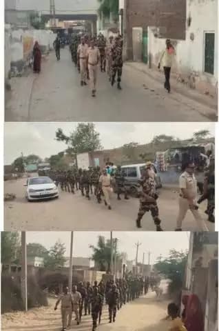 #लोकसभा_चुनाव_2024 मध्येनजर सदर सुजानगढ़ क्षेत्र में #पुलिस_BSF जवानों ने निकाला फ्लैग मार्च