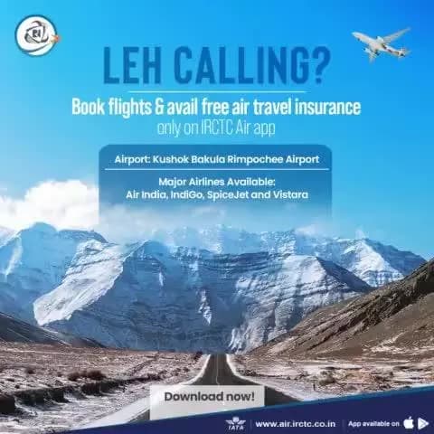 Answer the call of Leh and Ladakh by planning a trip with #IRCTCAir.
Book flights on www.air.irctc.co.in