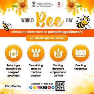 #WorldBeeDay is celebrated to raise awareness of the vital role bees play in pollinating plants, supporting biodiversity and ensuring food security for humans.
#agrigoi #BeeEngaged #pollinators