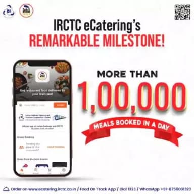Committed to bringing a high-quality experience for our passengers, *#IRCTC #eCatering booked more than 1,00,000 meals