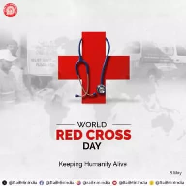 #WorldRedCrossDay मनाते हुए, भारतीय रेलवे संकट के समय में सहायता प्रदान करने के लिए रेड क्रॉस और रेड क्रिसेंट सोसायटी के वैश्विक मानवीय नेटवर्क का जश्न मनाता है।
