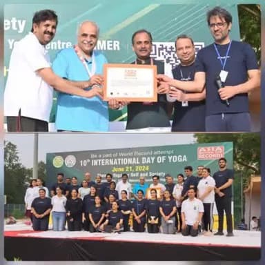 Asia Book of Records recognizes CCRYN & PGIMER #Chandigarh for largest participation of healthcare professionals in Common Yoga Protocol on #InternationalYogaDay2024. A momentous achievement for @DirectorCcryn, @moayush, the yoga community.
