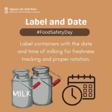 Track Freshness: Label and Date Your Milk Containers!
Ensure quality and rotation by marking containers with the date and time of milking.
#Worldfoodsafetyday #DairyFarming #quality #WOAH