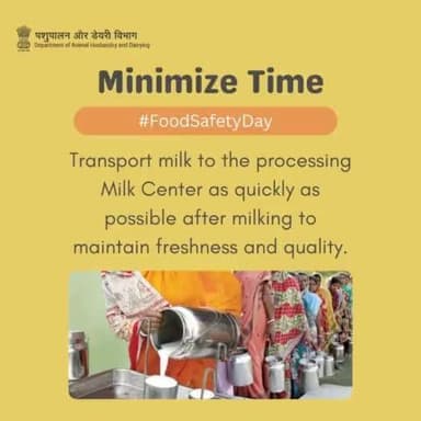 Swift Transport for Freshness: Get Milk to Processing ASAP! Minimize the time between milking and processing to preserve freshness and quality.
#Worldfoodsafetyday #FreshnessFirst #FarmToProcessing #QualityDairy