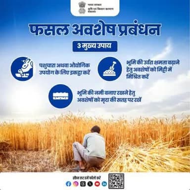 फसल कटाई के बाद बचे अवशेषों जैसे पुआल, भूसा, तना आदि को जलाने के बजाय किसान दिए गए उपायों को अपनाएं और भूमि की उर्वरता बढ़ाने के लिए इसे मिट्टी में मिलाएं।
#agrigoi #postharvest