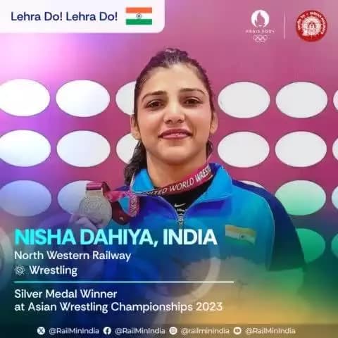 with your camera
बनारस रेल इंजन कारखाना, वाराणसी आगामी @Paris2024 ओलंपिक के लिए पहलवान निशा दहिया को शुभकामनाएं देता है #Cheer4Bharat #Paris2024