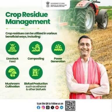 Crop Residue from #agriculture produce can be utilized as #livestock feed for #cattles, for making #compost, fuel for power generation, can be used as substrate for #mushroom #cultivation & #biofuel production.