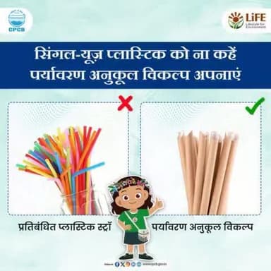पर्यावरण अनुकूल स्ट्रॉ के फायदे - ✅यह बांस, स्टील या कागज से बने होते हैं 📷प्लास्टिक कचरा कम होता है 📷#SingleUsePlastics #SayNoToSUP #MissionLiFE #ChooseLiFE