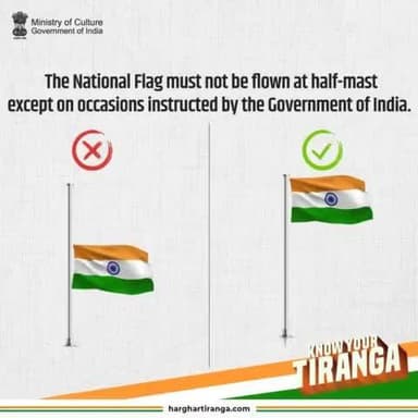 Our #NationalFlag is a symbol of pride and must always be hoisted high. The Flag Code of India outlines the proper protocol for displaying the #Tiranga at home.
#HarGharTirangaOnceAgain #HarGharTiranga