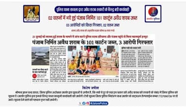 #थाना_सायला द्वारा #अवैध_शराब तस्करी के विरूद्ध #बड़ी_कार्यवाही :-
2 वाहनों में भरी पंजाब निर्मित 101 कार्टून अवैध शराब #जब्त, 3 #आरोपियों को किया #गिरफ्तार, 02 वाहन #जब्त...