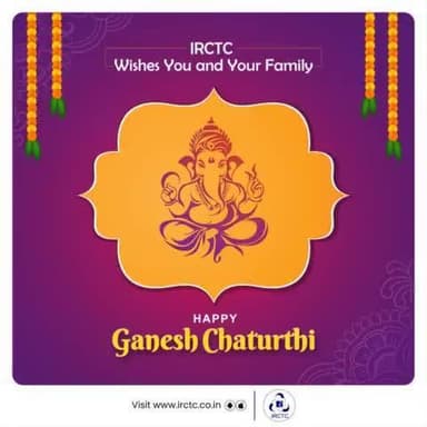 IRCTC family wishes you and your loved ones a joyful and prosperous Ganesh Chaturthi. May Lord Ganesha always protect you in every journey of life!
#GaneshChaturthi #HappyGaneshChaturthi #Lord