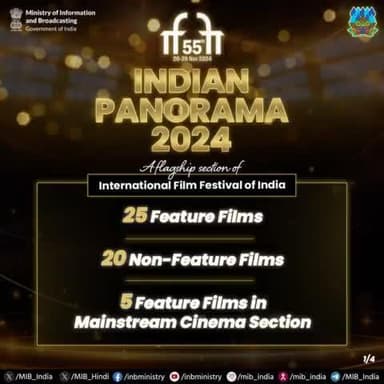 #InternationalFilmFestivalOfIndia গী খ্বাইদগী মরু ওইবা শরুক অমা ওইরিবা ইন্দিয়ন পানোরমানা #IFFI গী 55শুবা এদিসনদা উৎকদবা ফীচর ফিলম ২৫ অমসুং নন-ফীচর ফিলম ২০গী সেলেক্সন লাউথোকখ্রে।