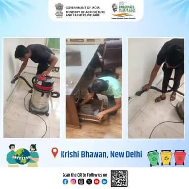 As part of the Swachhata Hi Seva 2024 campaign, ongoing from 17th September to 2nd October, a comprehensive deep cleaning of Krishi Bhawan, New Delhi.
#agrigoi #SwabhavSwachhata #SanskarSwachhata #SHS2024