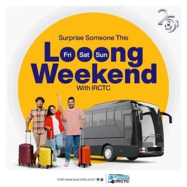 Plan a surprise trip this long weekend with IRCTC Portal! Book tickets now on www.bus.irctc.co.in and make these holidays unforgettable.
#LongWeekend #OnTheGo #IRCTCBus #IRCTC #ThinkTravelThinkIRCTC #IRCTCForYou