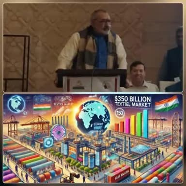 The Union Minister @girirajsinghbjp urged the industry to strive toward the ambitious target of a $350 billion textile market with $150 billion in exports by 2030, emphasizing #Panipat’s role as a key driver in achieving this vision.