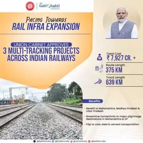 Union Cabinet approves 3 multi-tracking projects across the Nation, enhancing regional connectivity and expanding Rail infra.
#NayiPatriNayiRaftaar
#CabinetDecisions
#RailInfra4Maharashtra