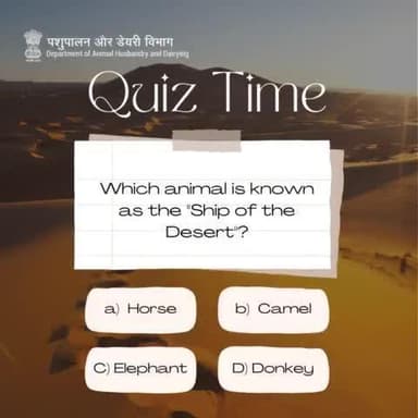 Which animal is known as the "Ship of the Desert"?
Test your knowledge and comment your answer below! 👇
#AnimalTrivia #FunFacts #DesertAnimals