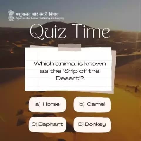 Which animal is known as the "Ship of the Desert"?
Test your knowledge and comment your answer below! 👇
#AnimalTrivia #FunFacts #DesertAnimals