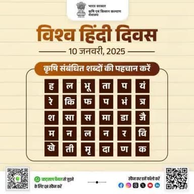 #विश्व_हिंदी_दिवस के अवसर पर आइए, कृषि संबंधित शब्दों की पहचान करें और हिंदी भाषा को प्रचलित करने का संकल्प लें।
#agrigoi #WorldHindiDay #Hindi #VishwaHindiDiwas #हिंदी_दिवस