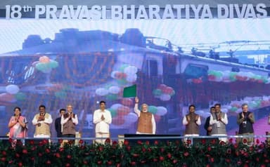 PM digitally flagged off the Pravasi Bharatiya Express - a special tourist train for the Indian diaspora. #PBD2025 #Pravasi