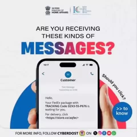 किसी भी संदिग्ध लिंक पर क्लिक करने से पहले सत्यापन जरूर करें! अगर ठगी हो जाए, तो 📞1930 या cybercrime.gov.in पर रिपोर्ट करें और साइबर ठगी से बचने के लिए @cyberdost को फॉलो करते रहिए।
#I4C #AapkaCyberDost #StopThinkTakeAction