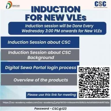 क्षमता निर्माण टीम (Capacity-building team) द्वारा हर बुधवार को दोपहर 3 से 5 बजे तक नए वीएलई के लिए एक इंडक्शन प्रशिक्षण सत्र आयोजित किया जा रहा है।
@cscspv #CommonServiceCenter #capacitybuilding #delhi #uttarakhand #Digitalsewaportal