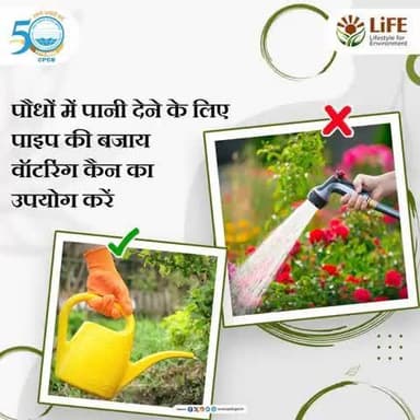 पौधों को पानी देने के लिए होज़ पाइप के बजाय वॉटरिंग कैन का उपयोग करने से पानी की बचत होती है।  आइए पानी की बचत के प्रति सजग रहें!   #SaveWater #MissionLiFE 
@railminindia 
@gmblw