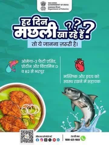 हर दिन मछली खा रहे हैं? तो जानिए इसके जबरदस्त फायदे।
ओमेगा-3 फैटी एसिड, प्रोटीन, विटामिन डी और B12 से भरपूर, मछली है दिमाग और दिल की सेहत का सुपरफूड।
#EatFishStayHealthy #FishBenefits
